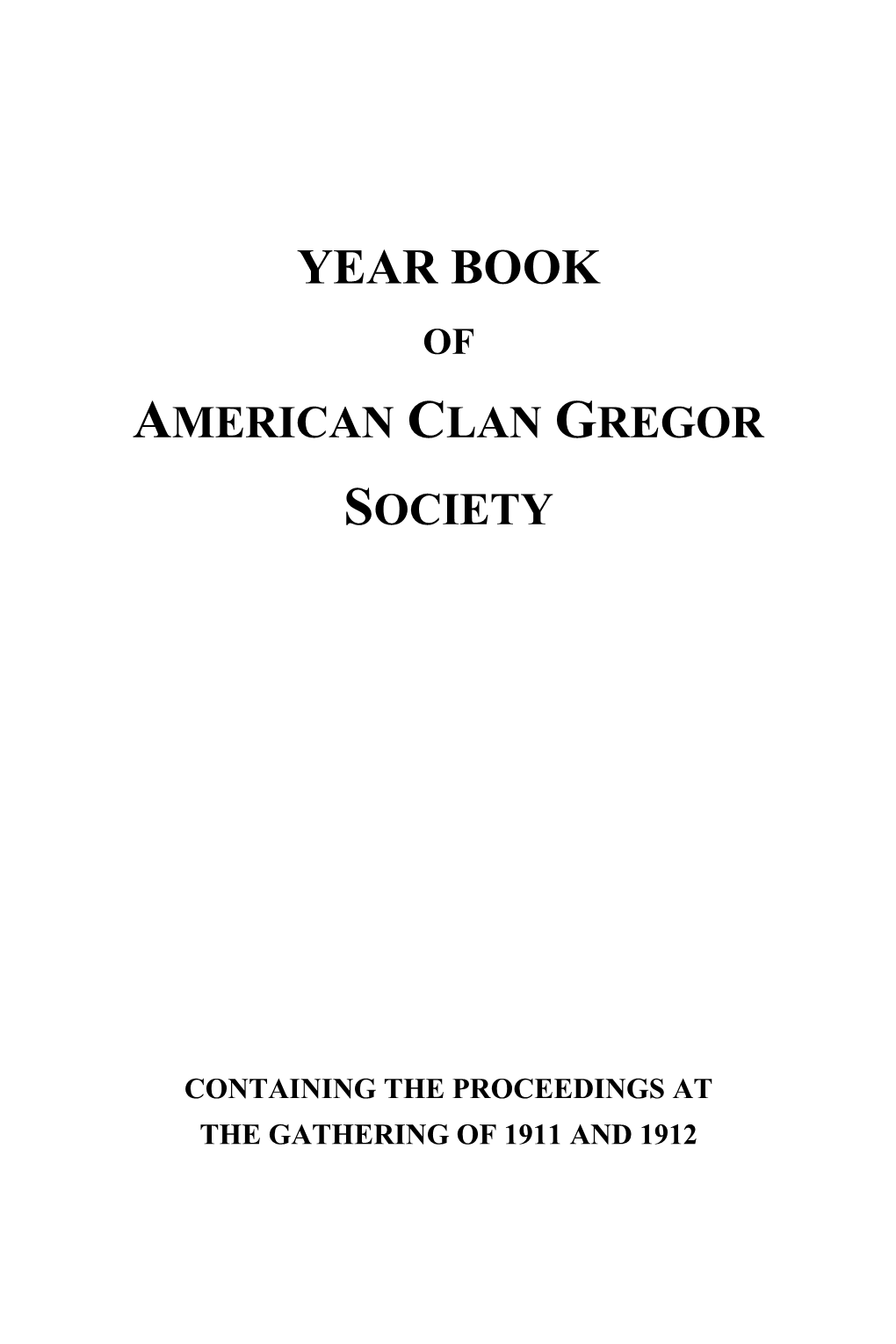 Year Book of American Clan Gregor Society