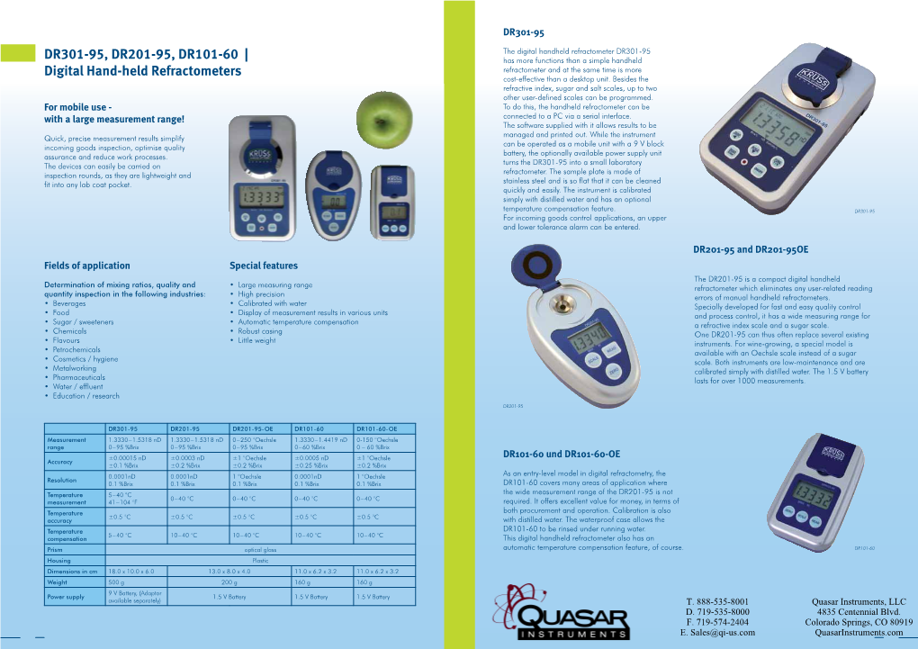 DR301-95, DR201-95, DR101-60 | Digital Hand-Held Refractometers