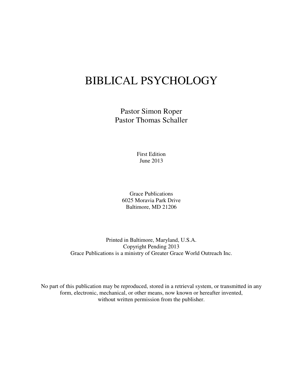 Biblical Psychology