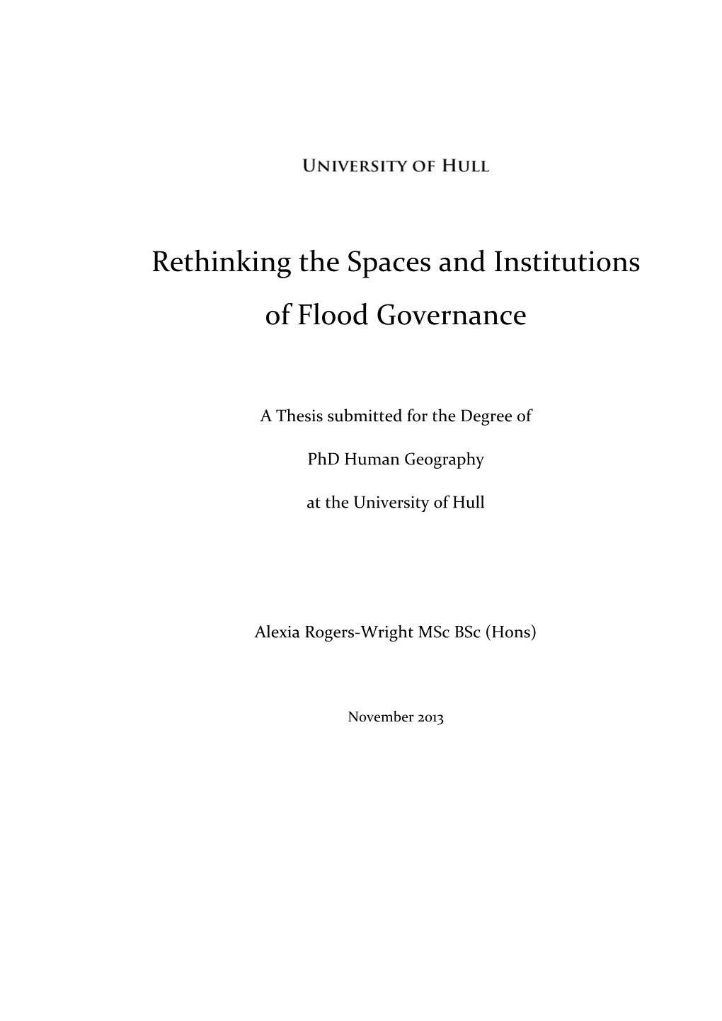 Rethinking the Spaces and Institutions of Flood Governance