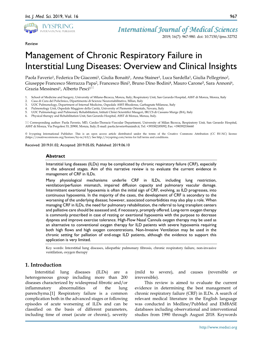 Management of Chronic Respiratory Failure in Interstitial Lung Diseases