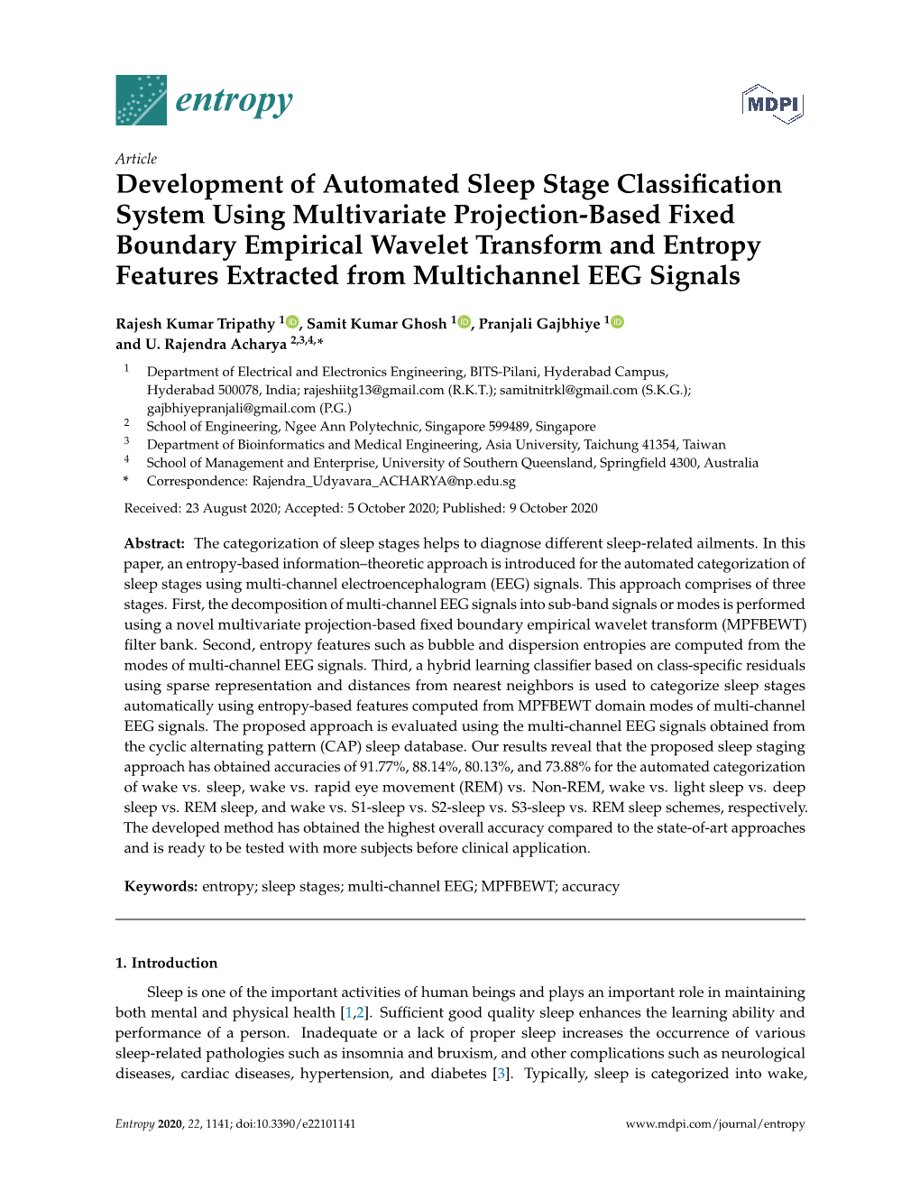 Development of Automated Sleep Stage Classification System Using