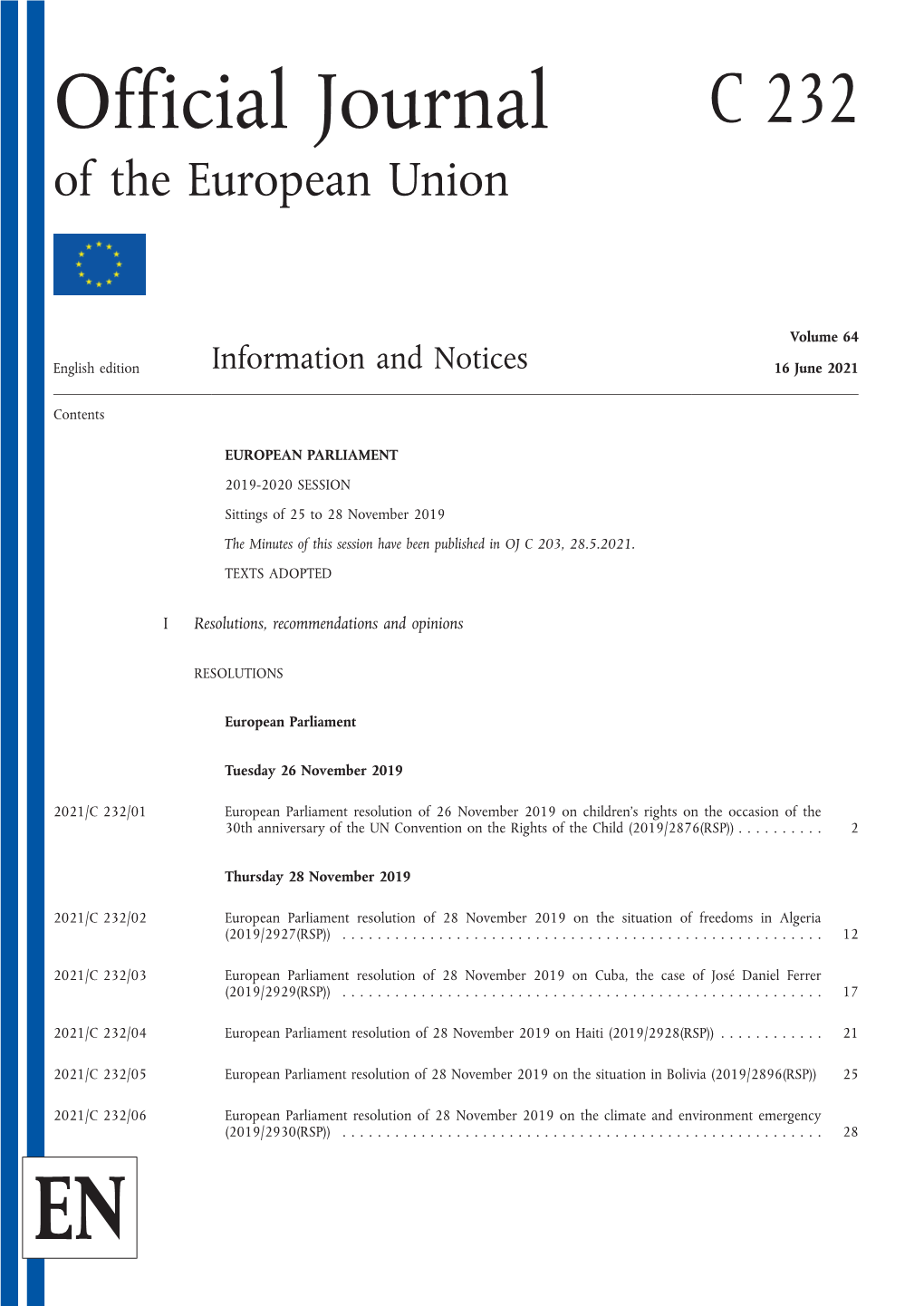 Official Journal of the European Union C 232/1