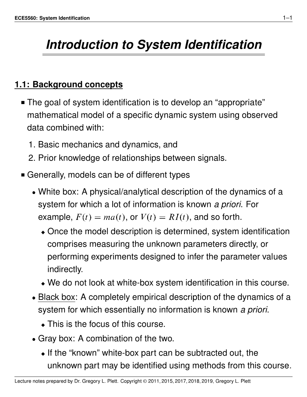 Introduction to System Identification