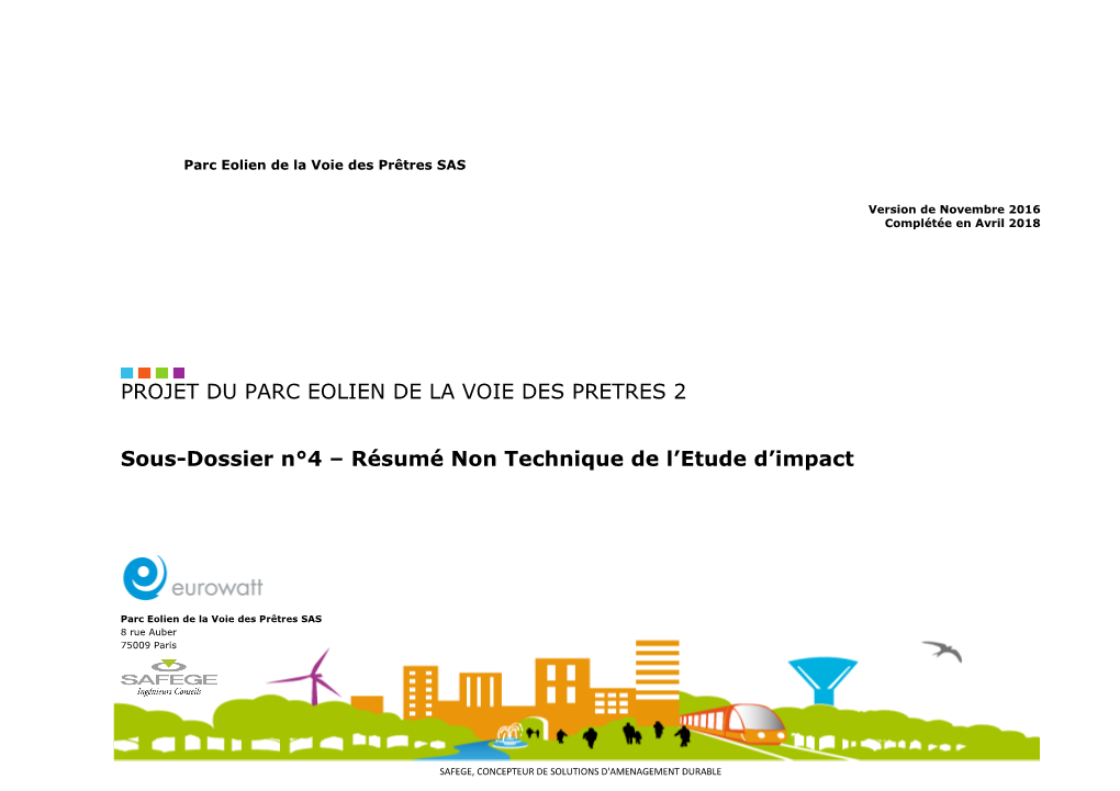 Projet Du Parc Eolien De La Voie Des Pretres 2 Sous-Dossier N°4 – Rnt De L’Etude D’Impact