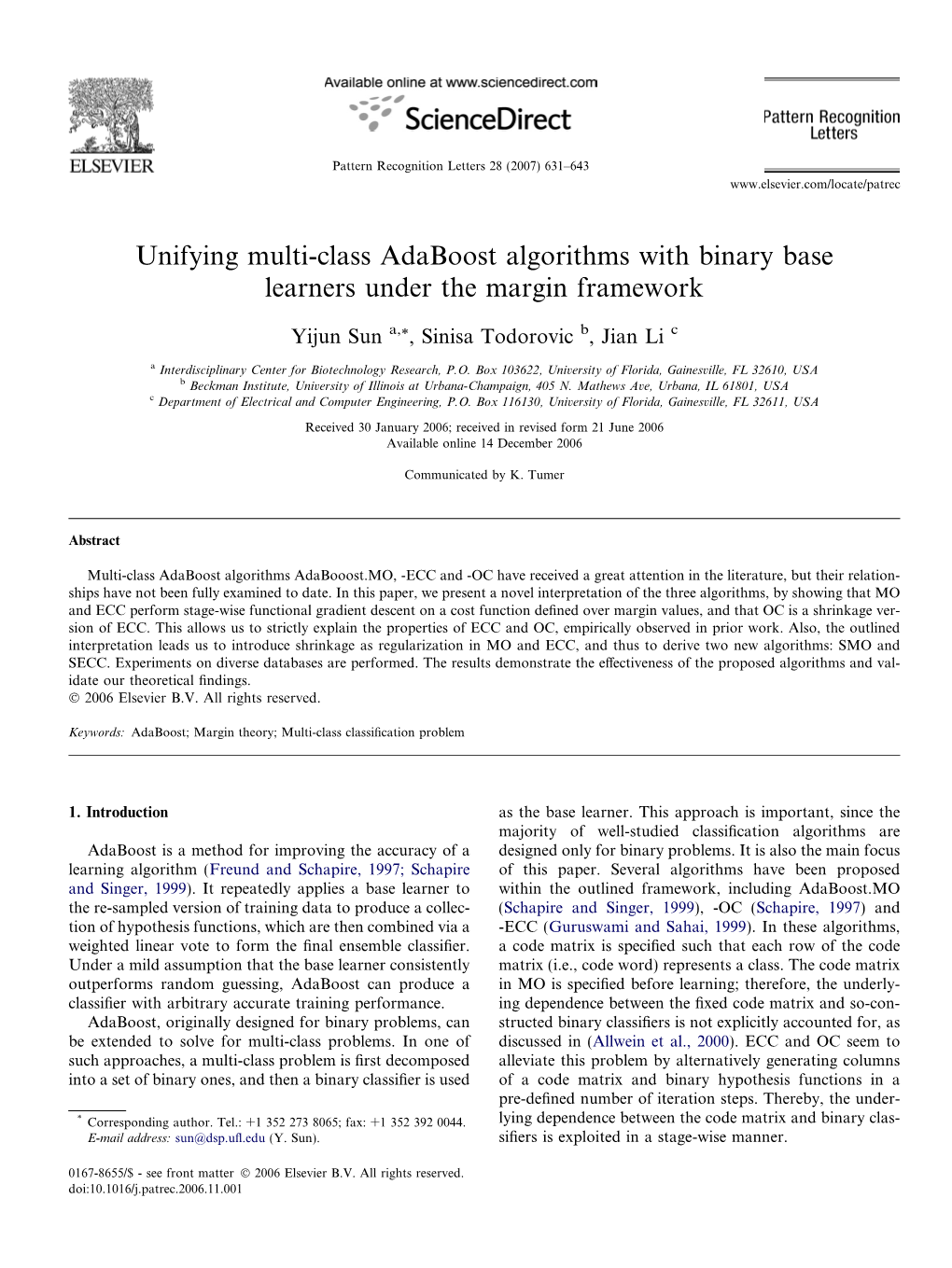 Unifying Multi-Class Adaboost Algorithms with Binary Base Learners Under the Margin Framework