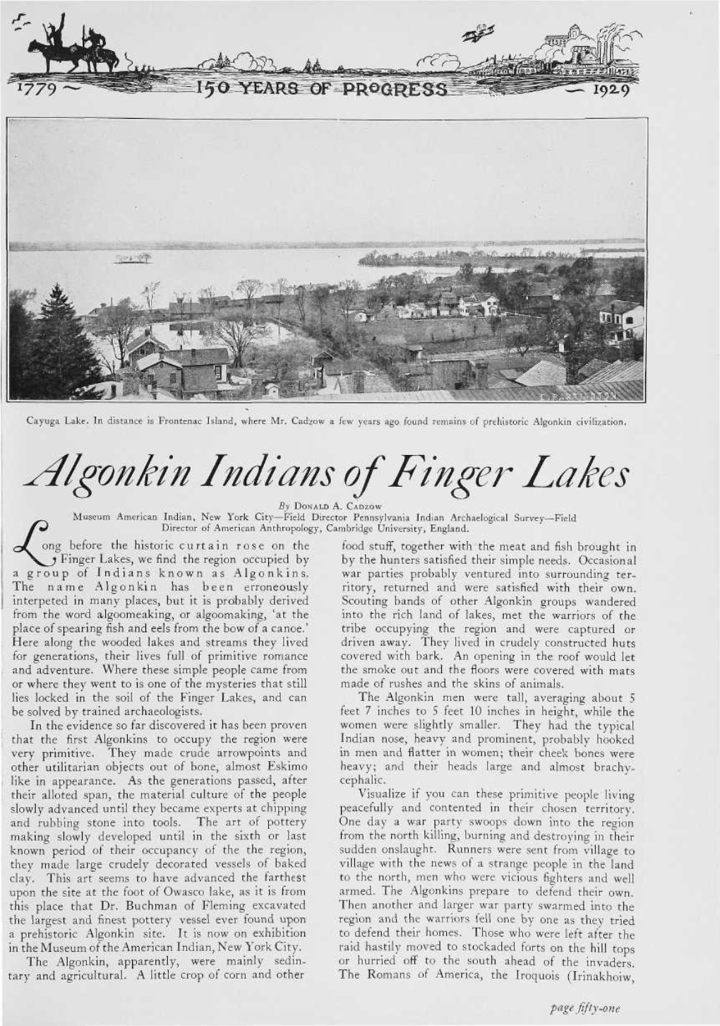 Algonkin Indians of Finger Lakes by DONALD A