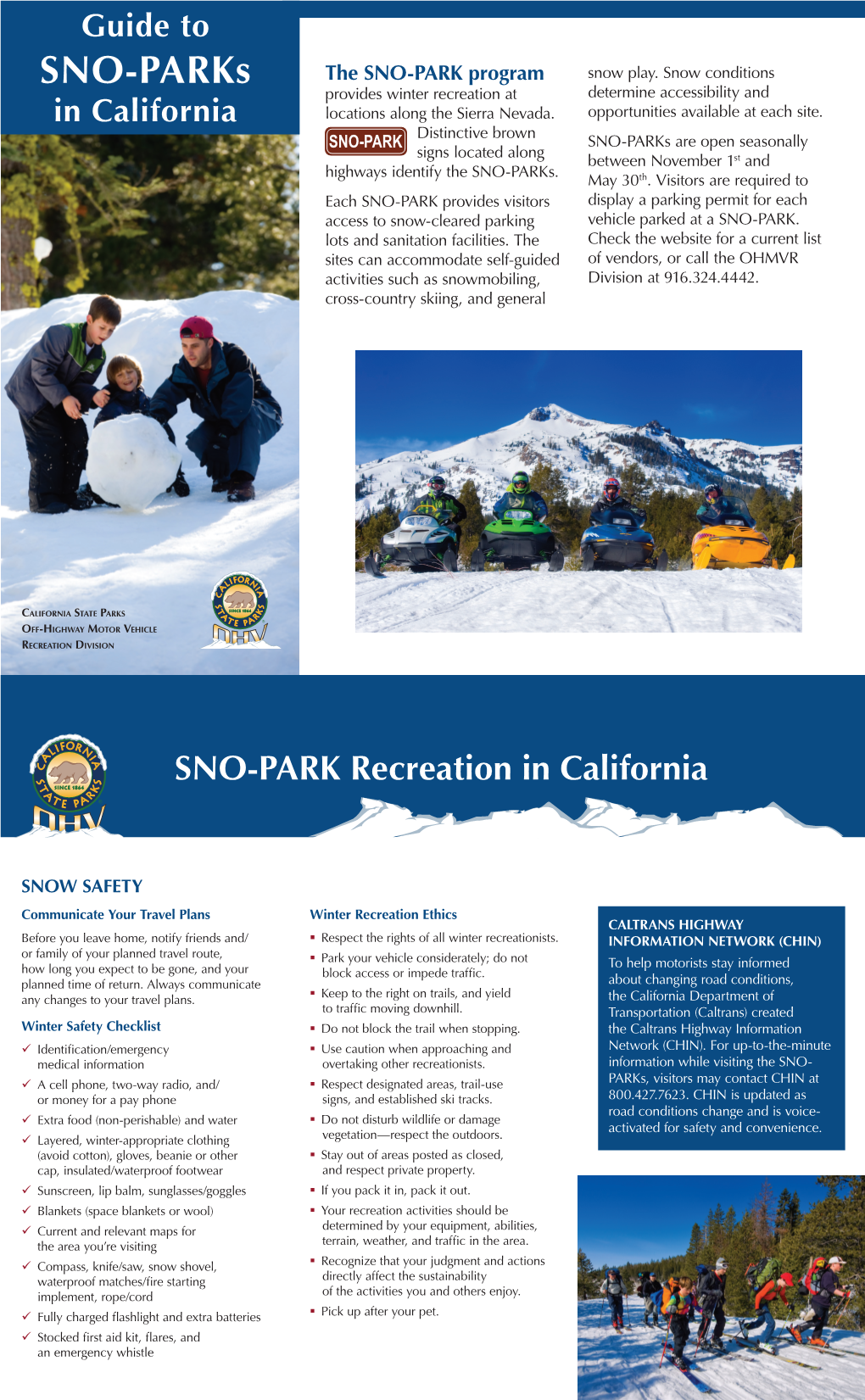 Guide to SNO-Parks the SNO-PARK Program Snow Play