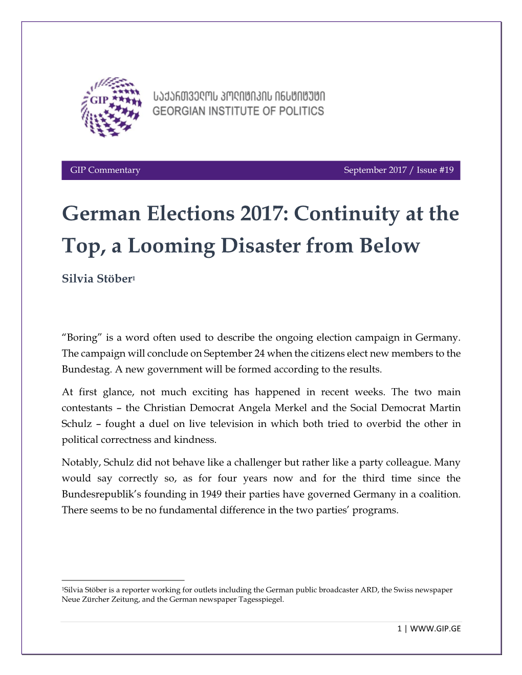 German Elections 2017: Continuity at the Top, a Looming Disaster from Below