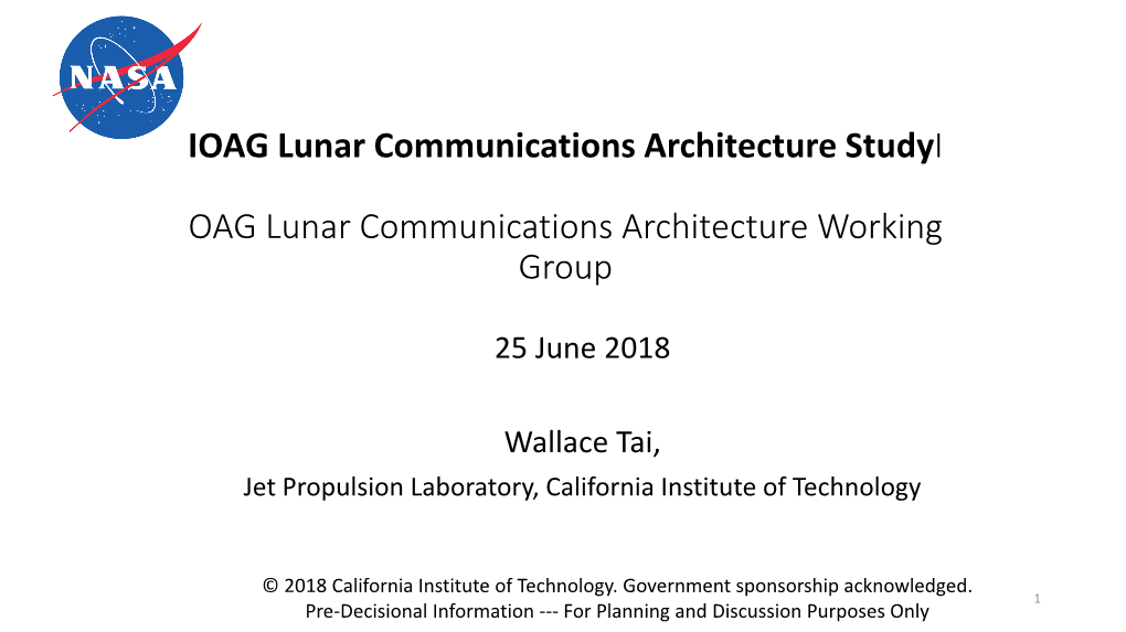 Lunar Communications Architecture Working Group (LCAWG)