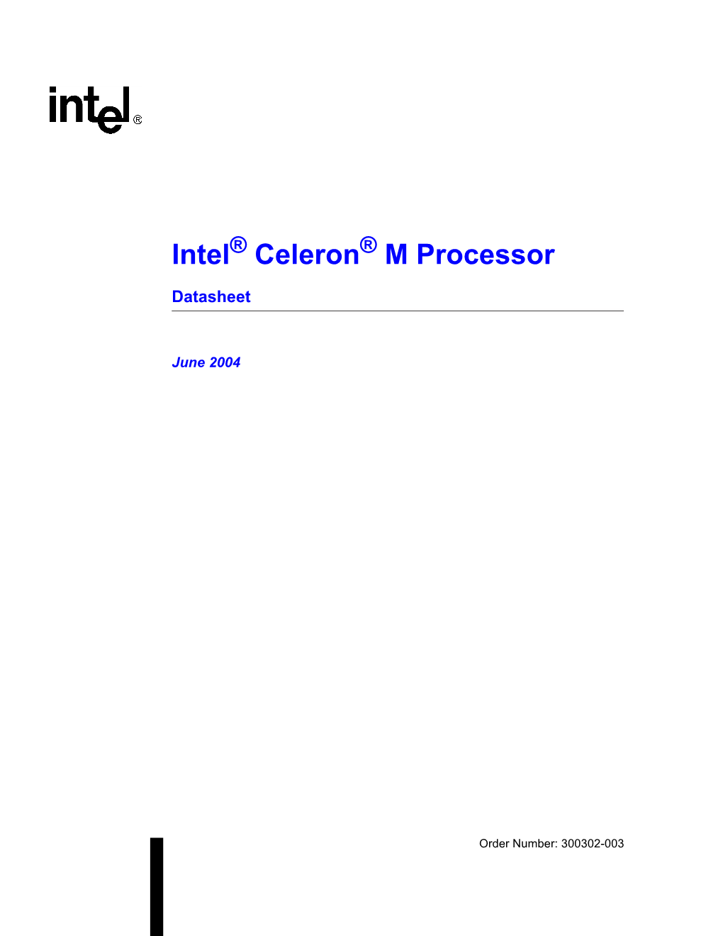 Intel® Celeron® M Processor Datasheet Contents