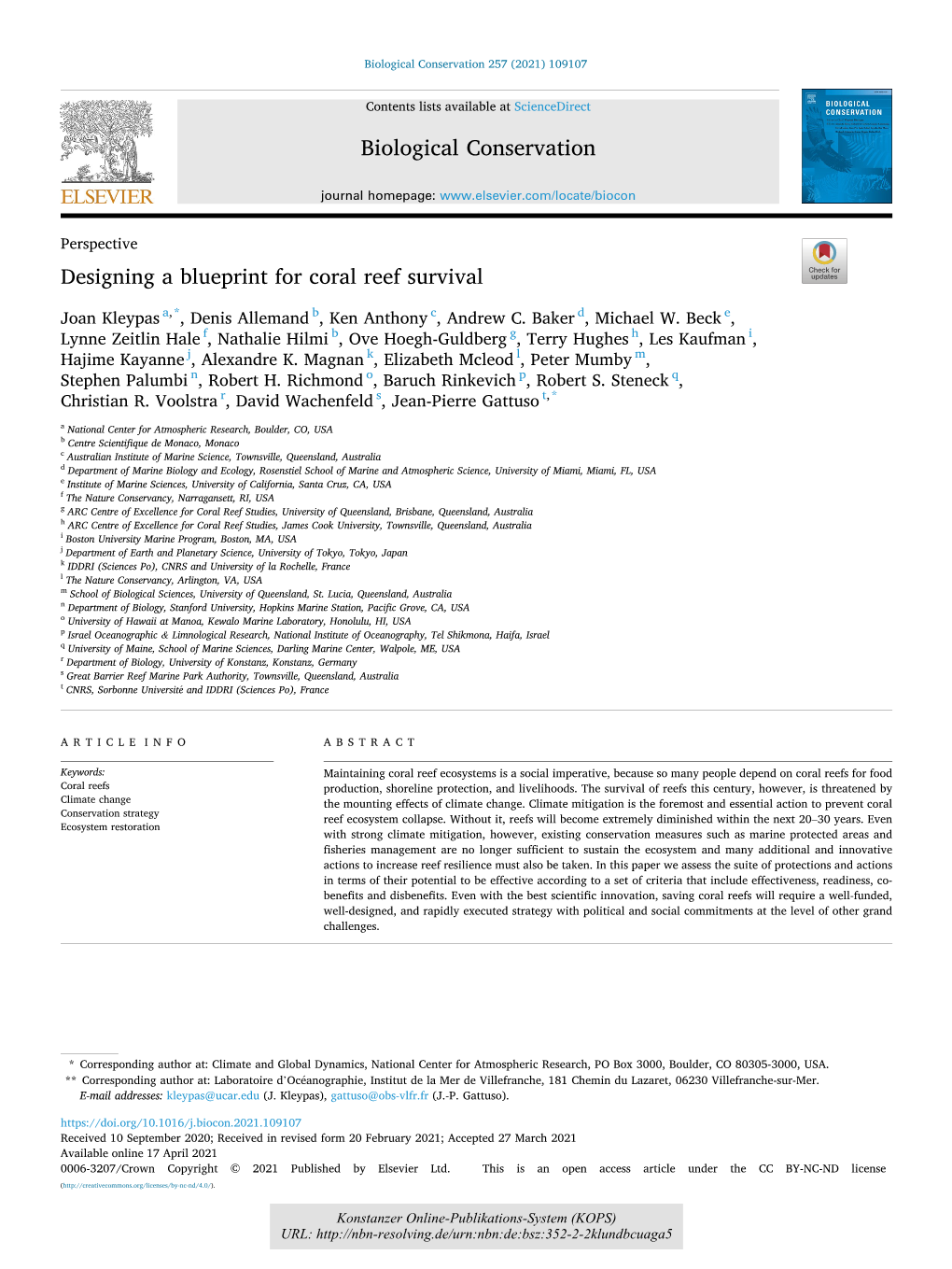 Designing a Blueprint for Coral Reef Survival