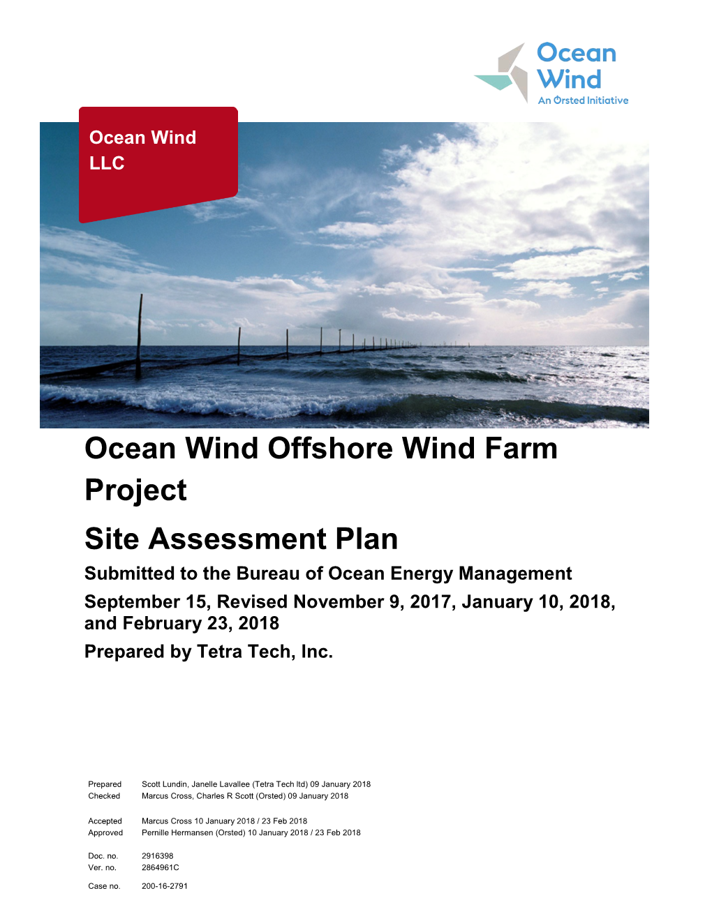 Ocean Wind Offshore Wind Farm Project Site Assessment Plan