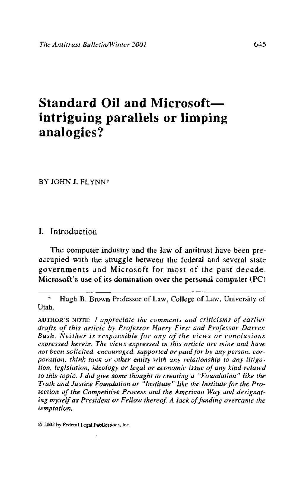 Standard Oil and Microsoft— Intriguing Parallels Or Limping Analogies?