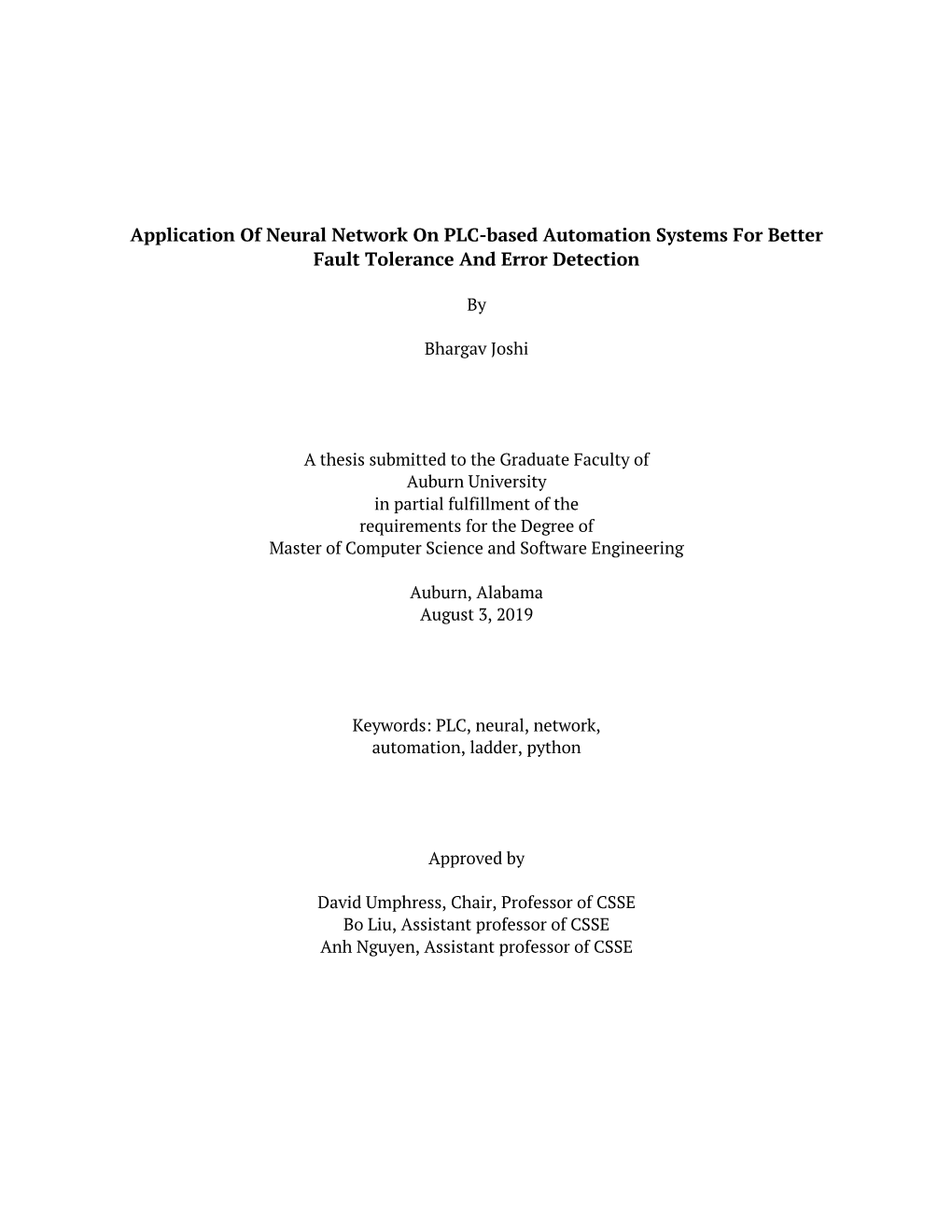 Application of Neural Network on PLC-Based Automation Systems for Better Fault Tolerance and Error Detection