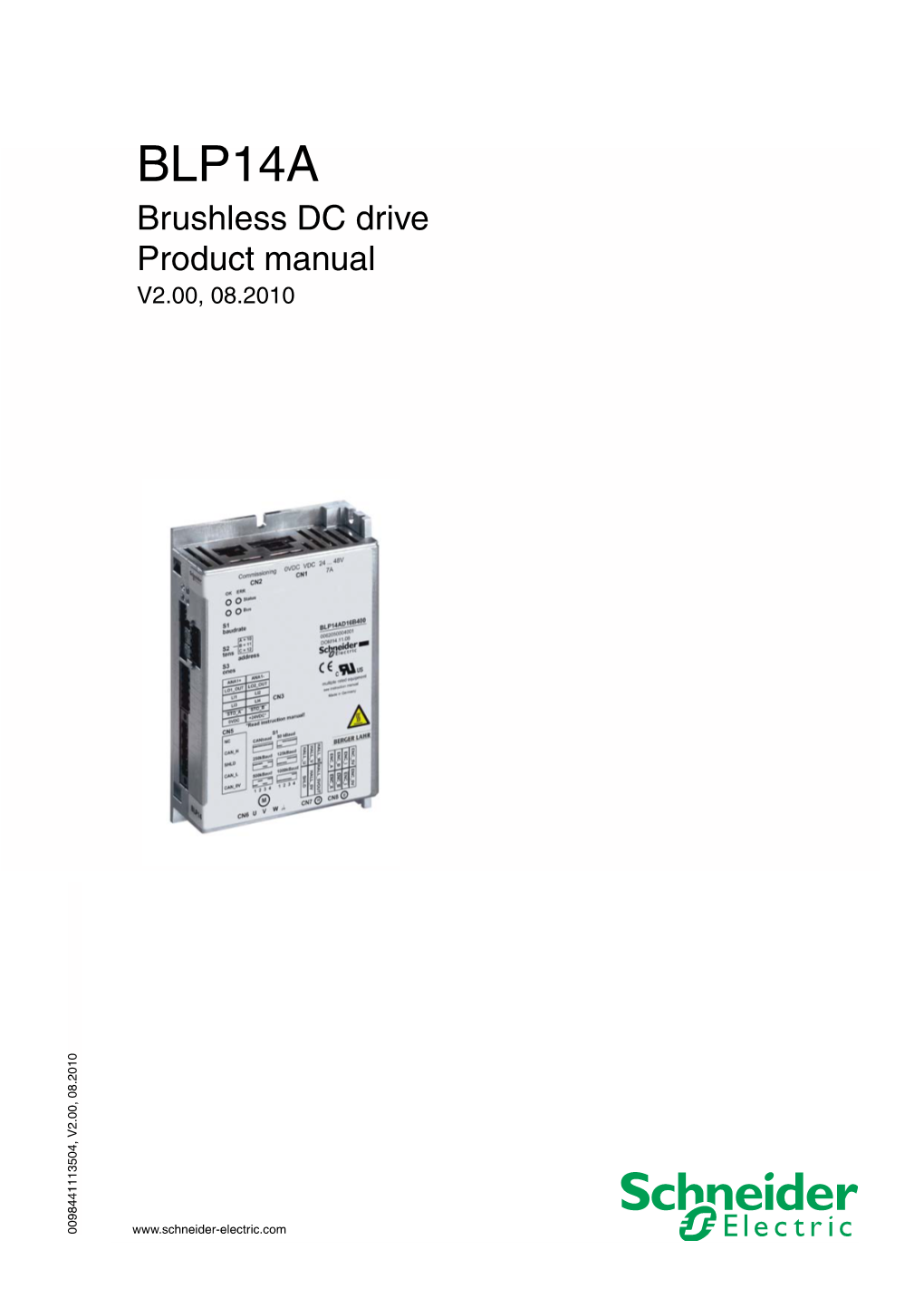 BLP14A Brushless DC Drive Product Manual V2.00, 08.2010