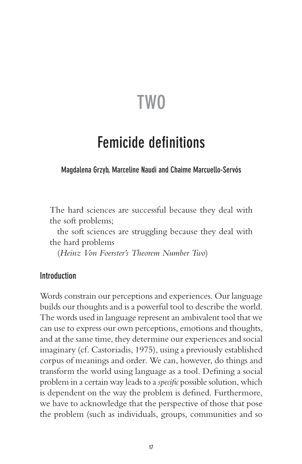 Femicide Definitions