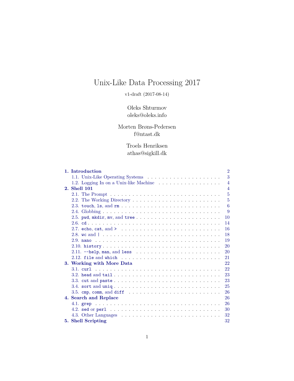 Unix-Like Data Processing 2017