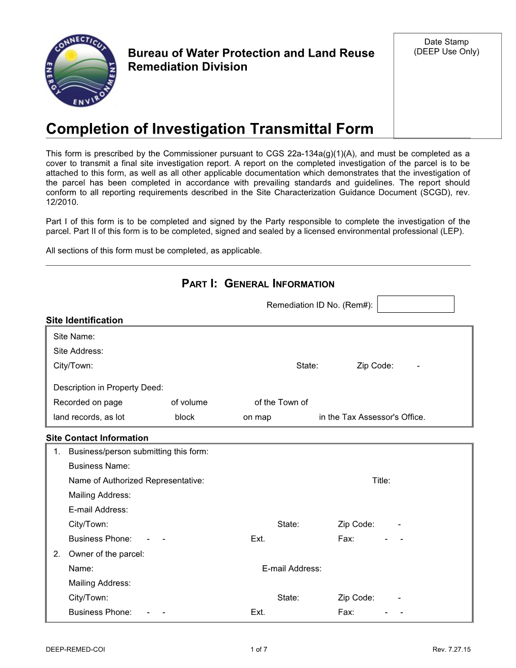 Completion Of Investigation Transmittal Form (COI Transmittal Form Download)