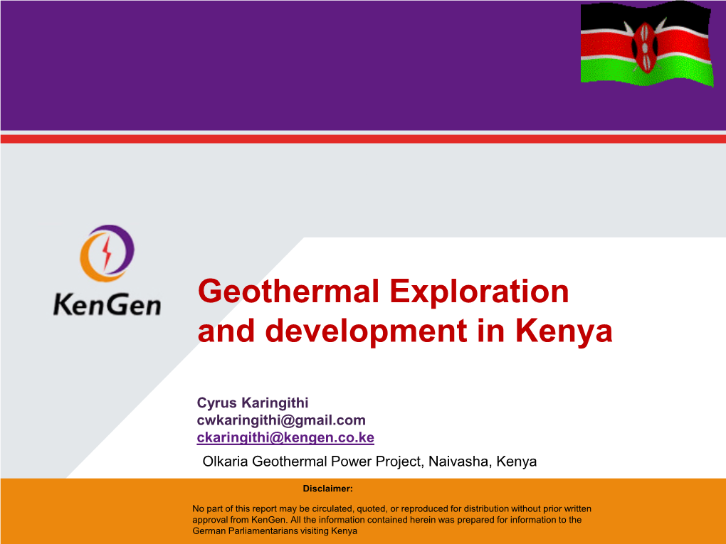 Geothermal Exploration and Development in Kenya