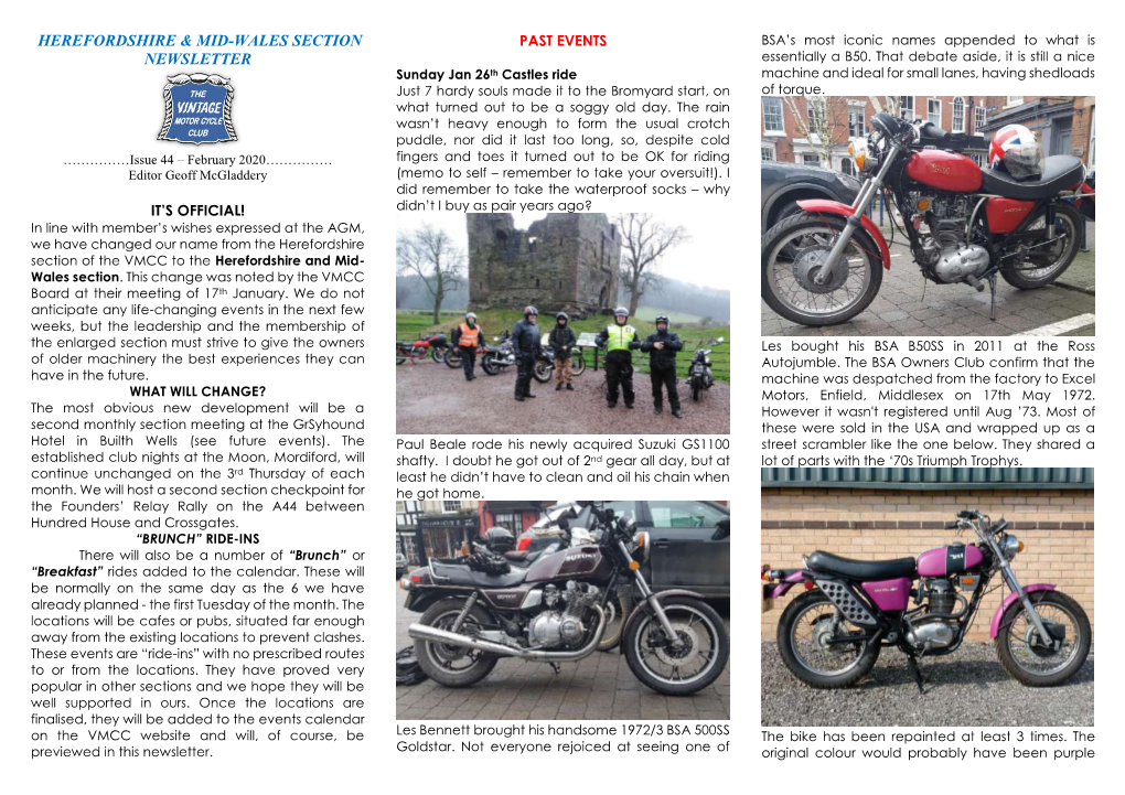 Herefordshire & Mid-Wales Section Newsletter