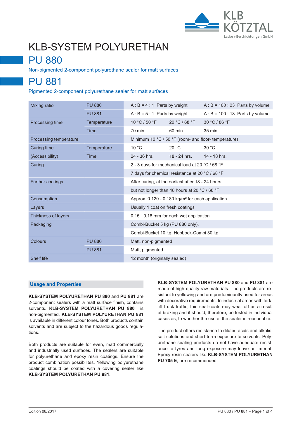 Klb-System Polyurethan Pu 880 Pu