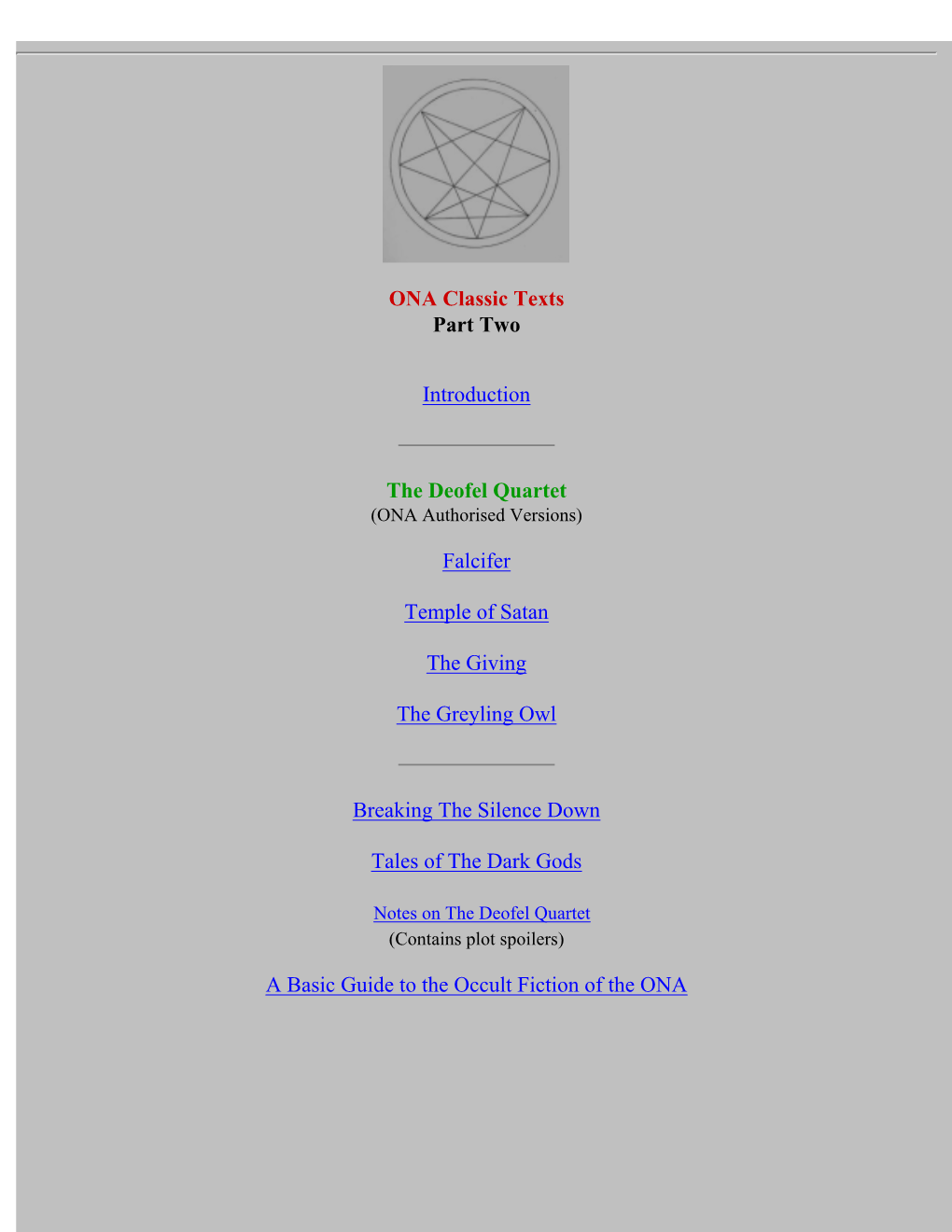 Order of Nine Angles Classic Texts Part