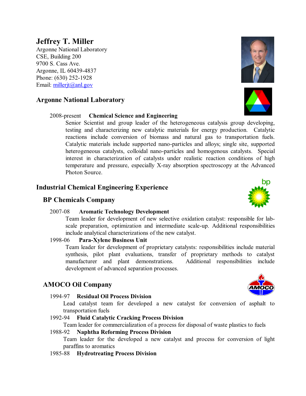 Jeffrey T. Miller Argonne National Laboratory CSE, Building 200 9700 S