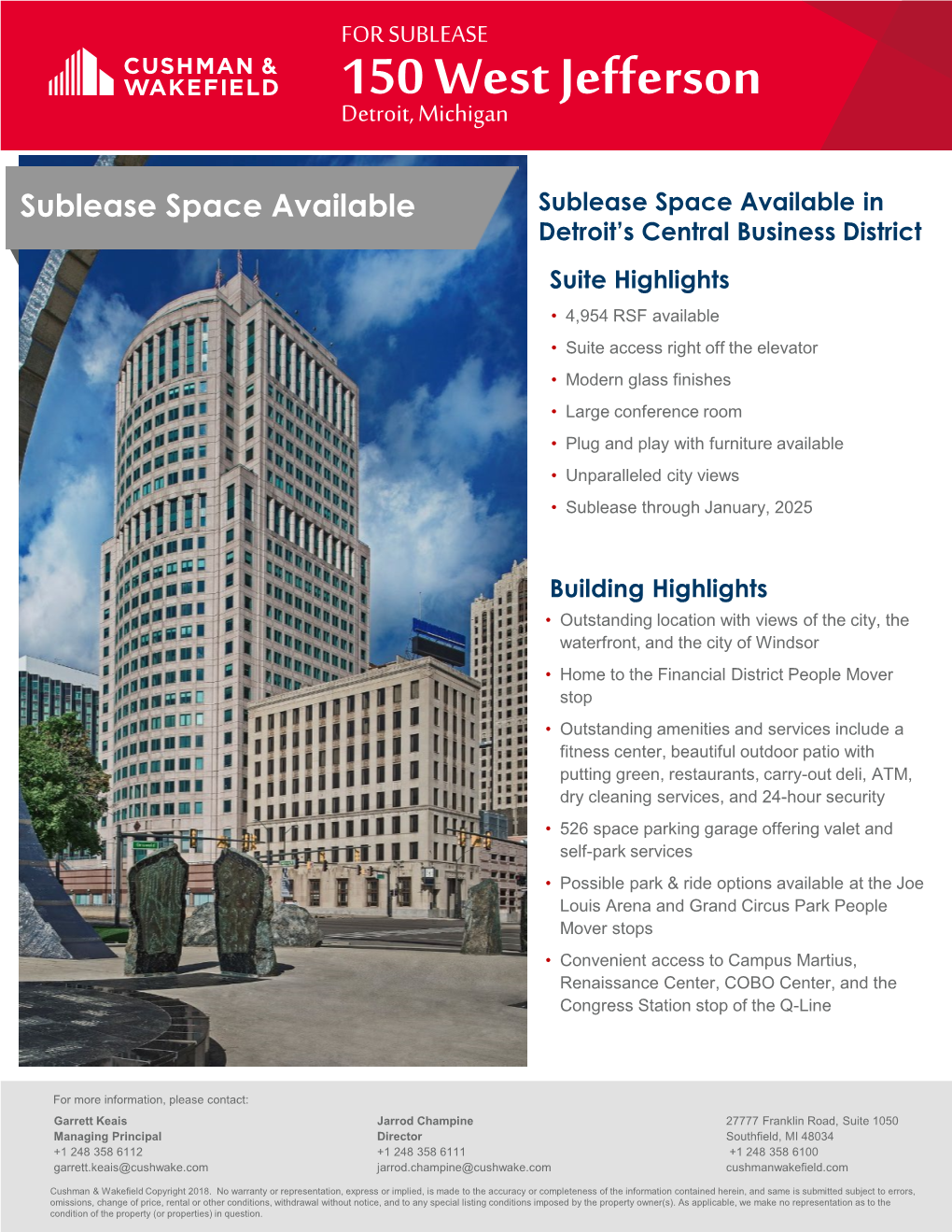 150 West Jefferson | Sublease Stacking Plan