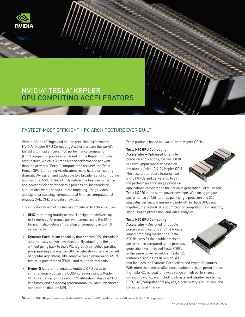 Nvidia® Tesla® Kepler Gpu Computing Accelerators