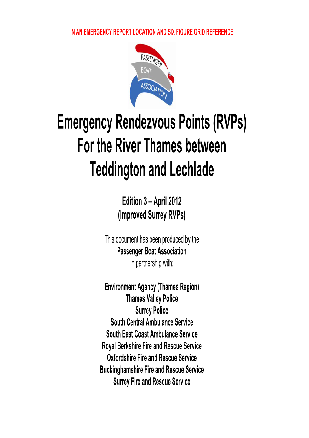 (Rvps) for the River Thames Between Teddington and Lechlade