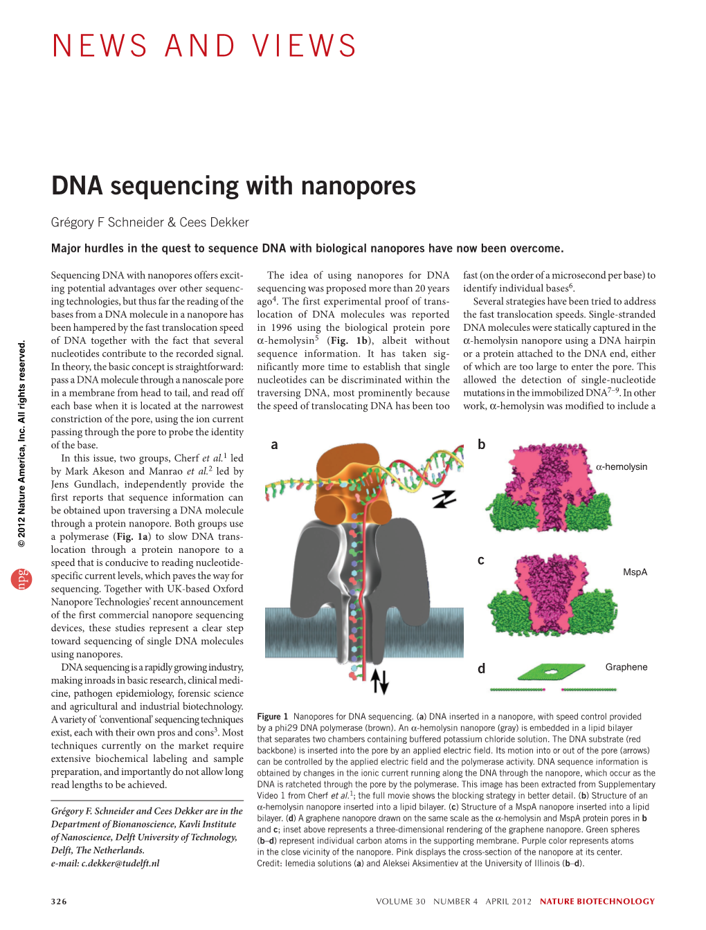 DNA Sequencing with Nanopores