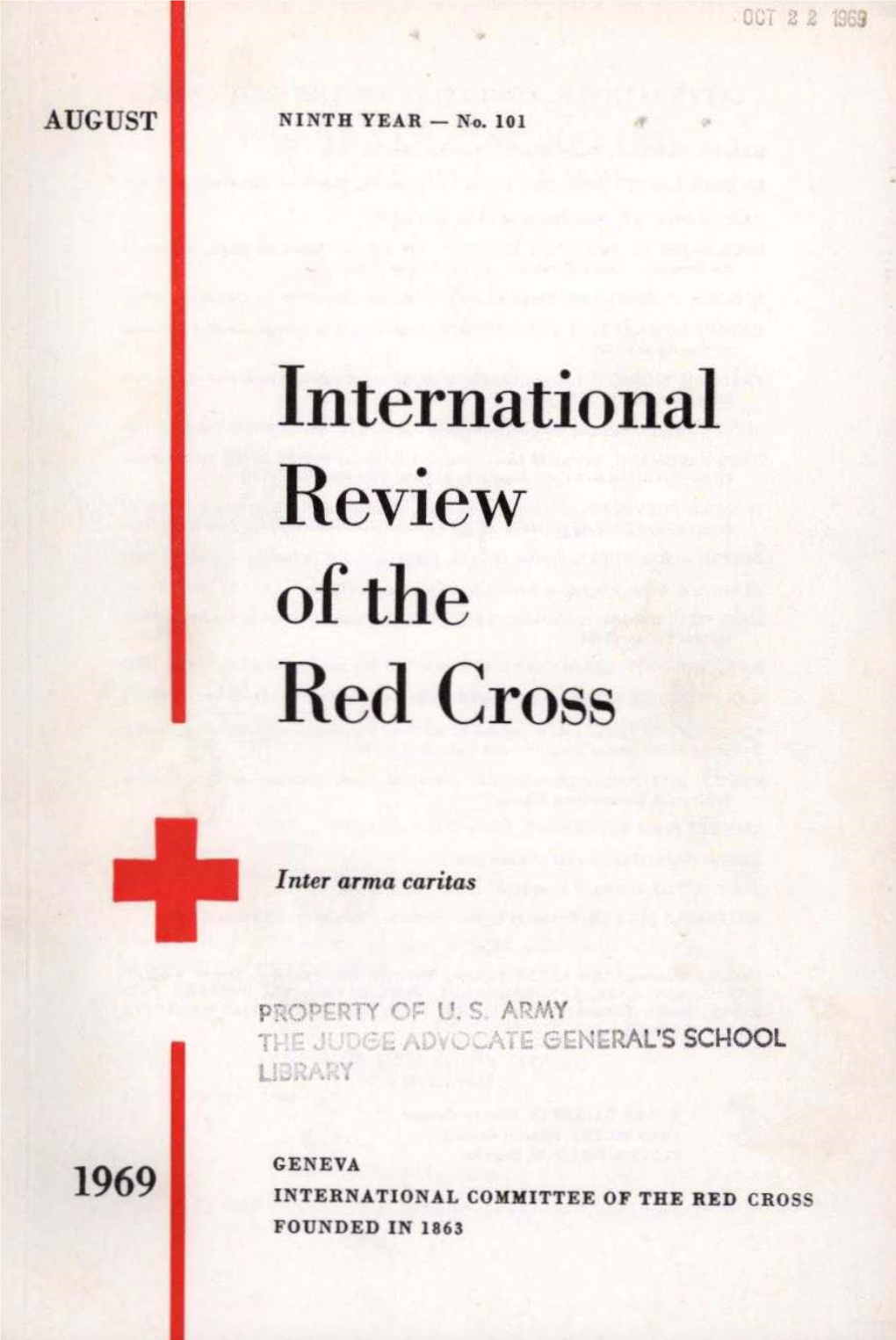 International Review of the Red Cross, August 1969, Ninth Year