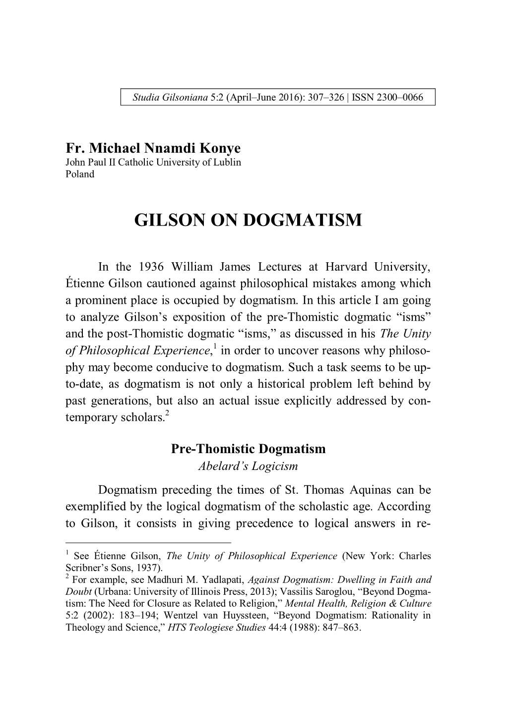 Gilson on Dogmatism