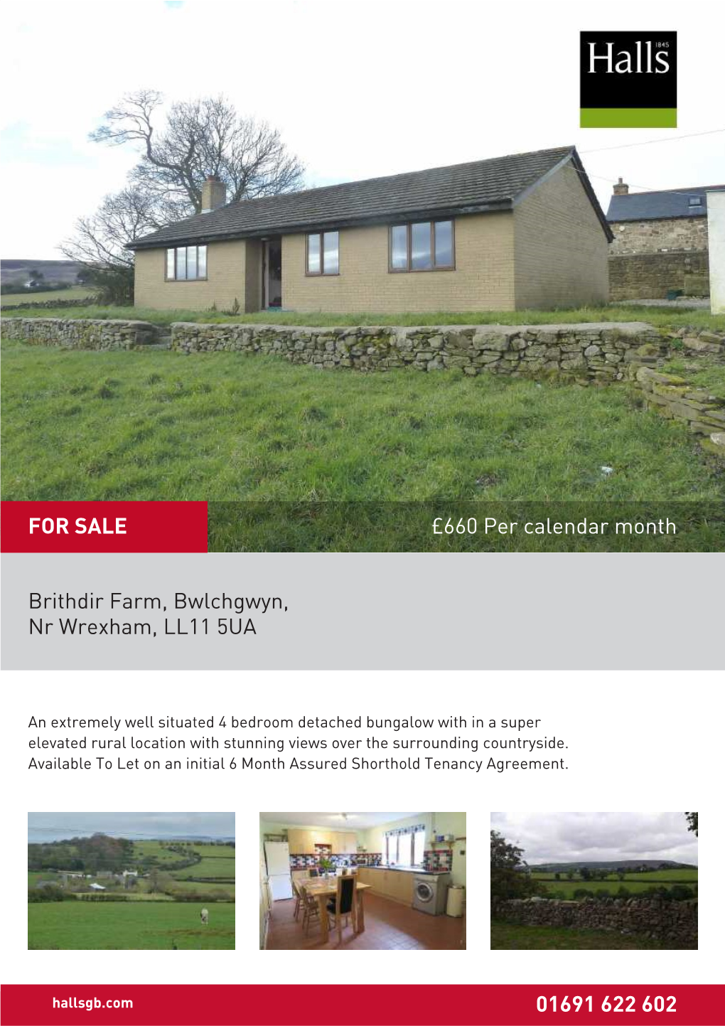 Brithdir Farm, Bwlchgwyn, Nr Wrexham, LL11 5UA 01691 622