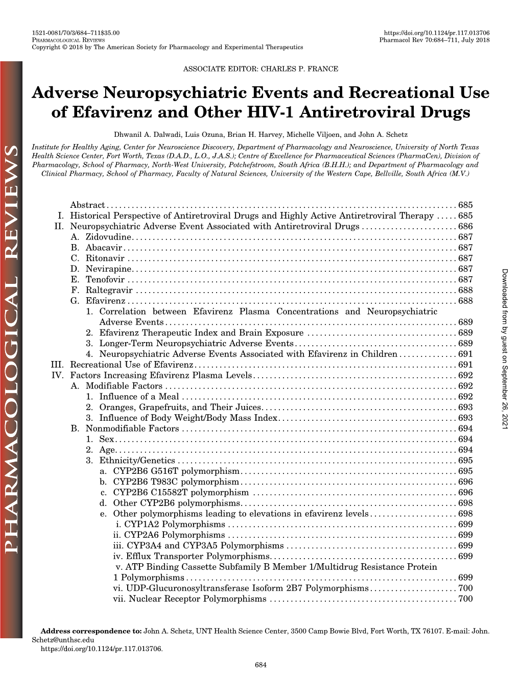 Adverse Neuropsychiatric Events and Recreational Use of Efavirenz and Other HIV-1 Antiretroviral Drugs