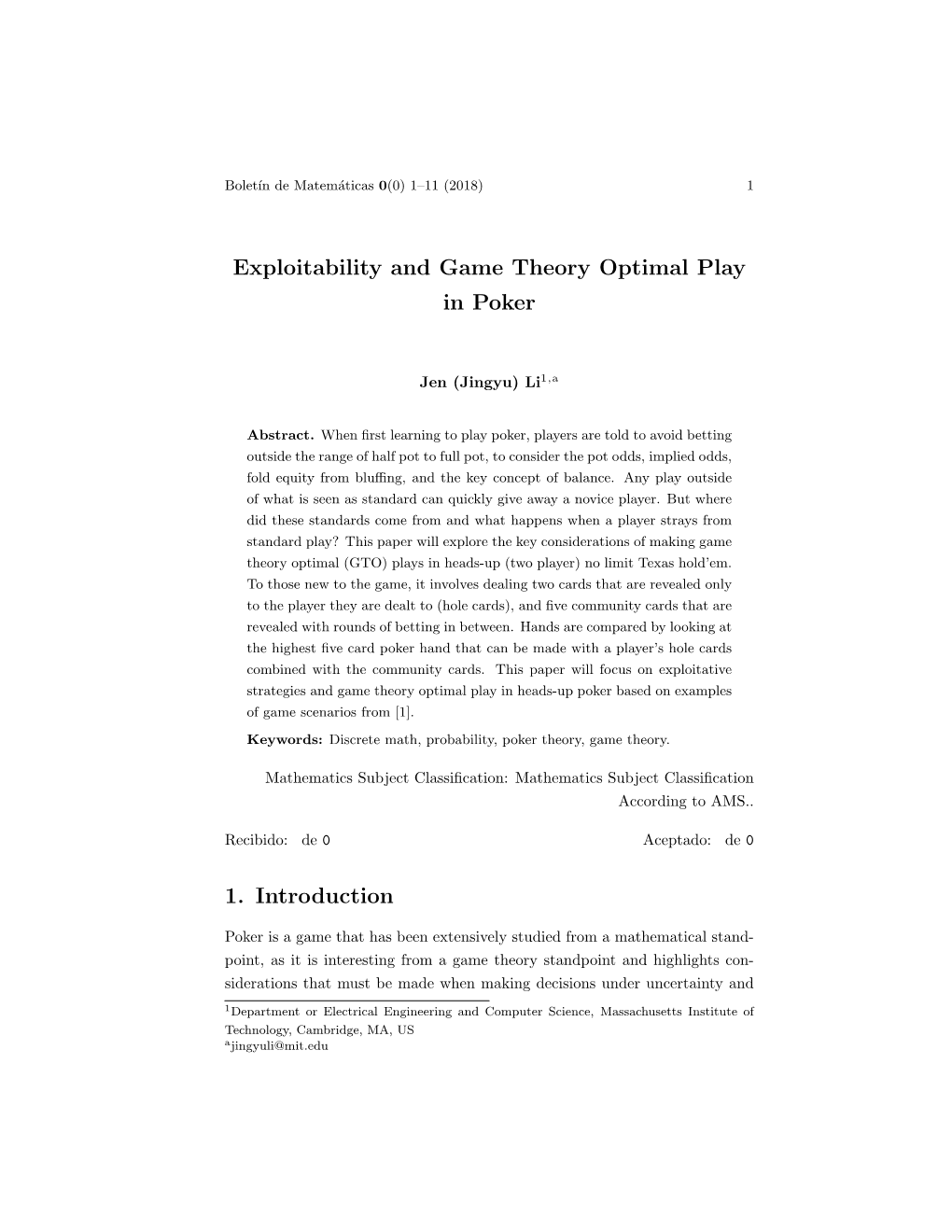 Exploitability and Game Theory Optimal Play in Poker