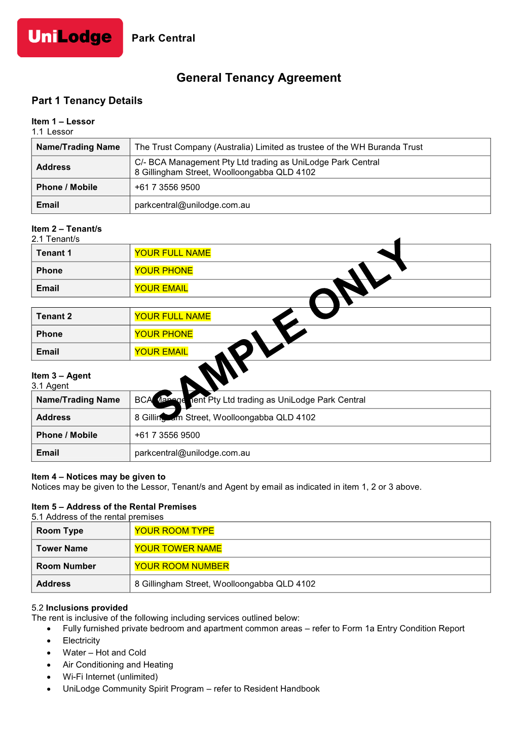 General Tenancy Agreement