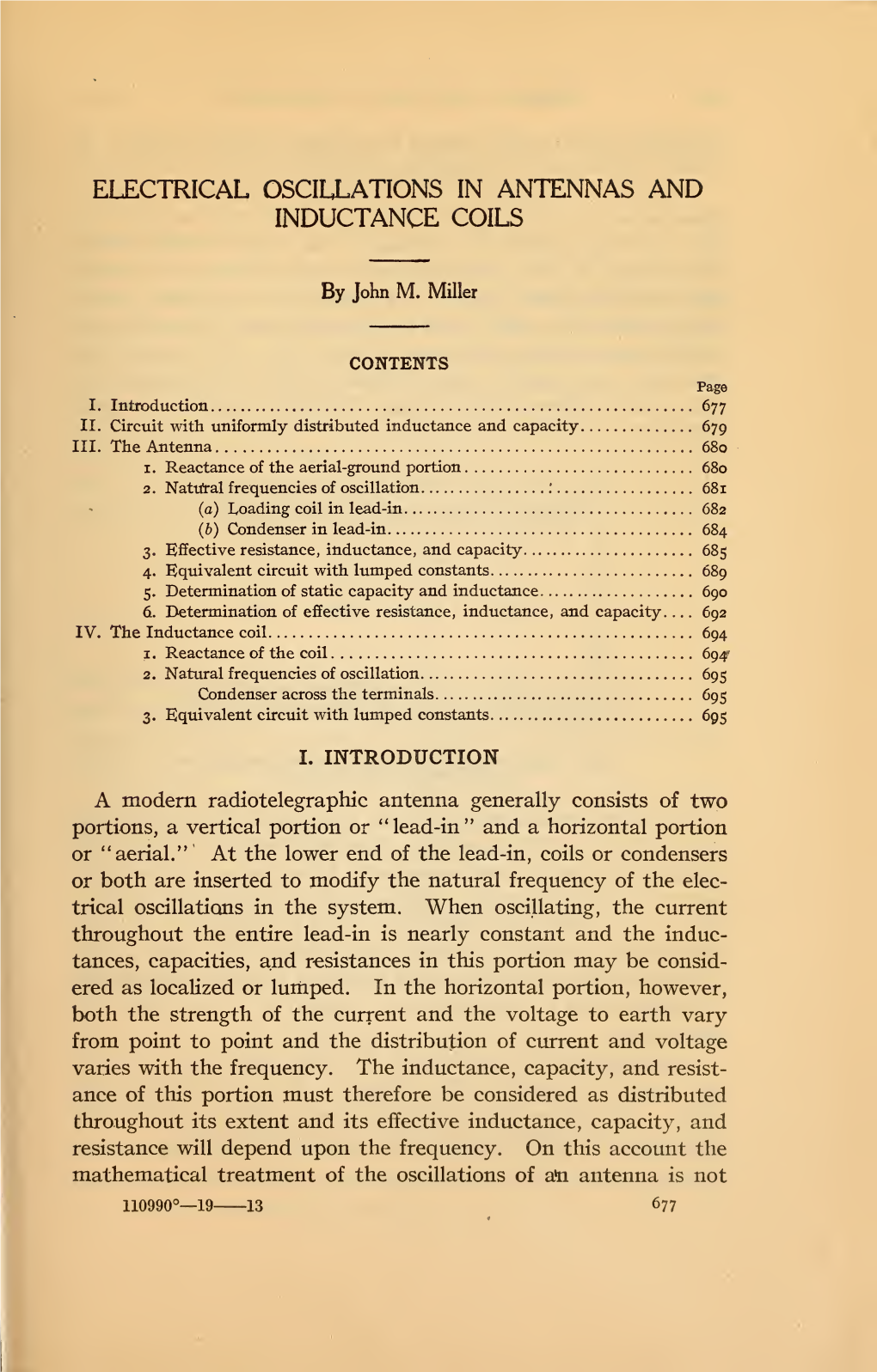 Electrical Oscillations in Antennas and Inductance Coils