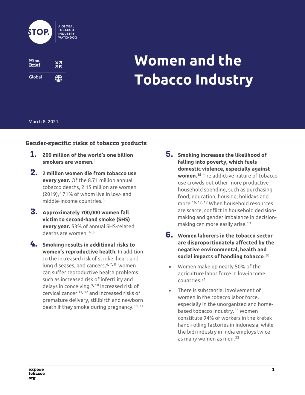 Women and the Tobacco Industry