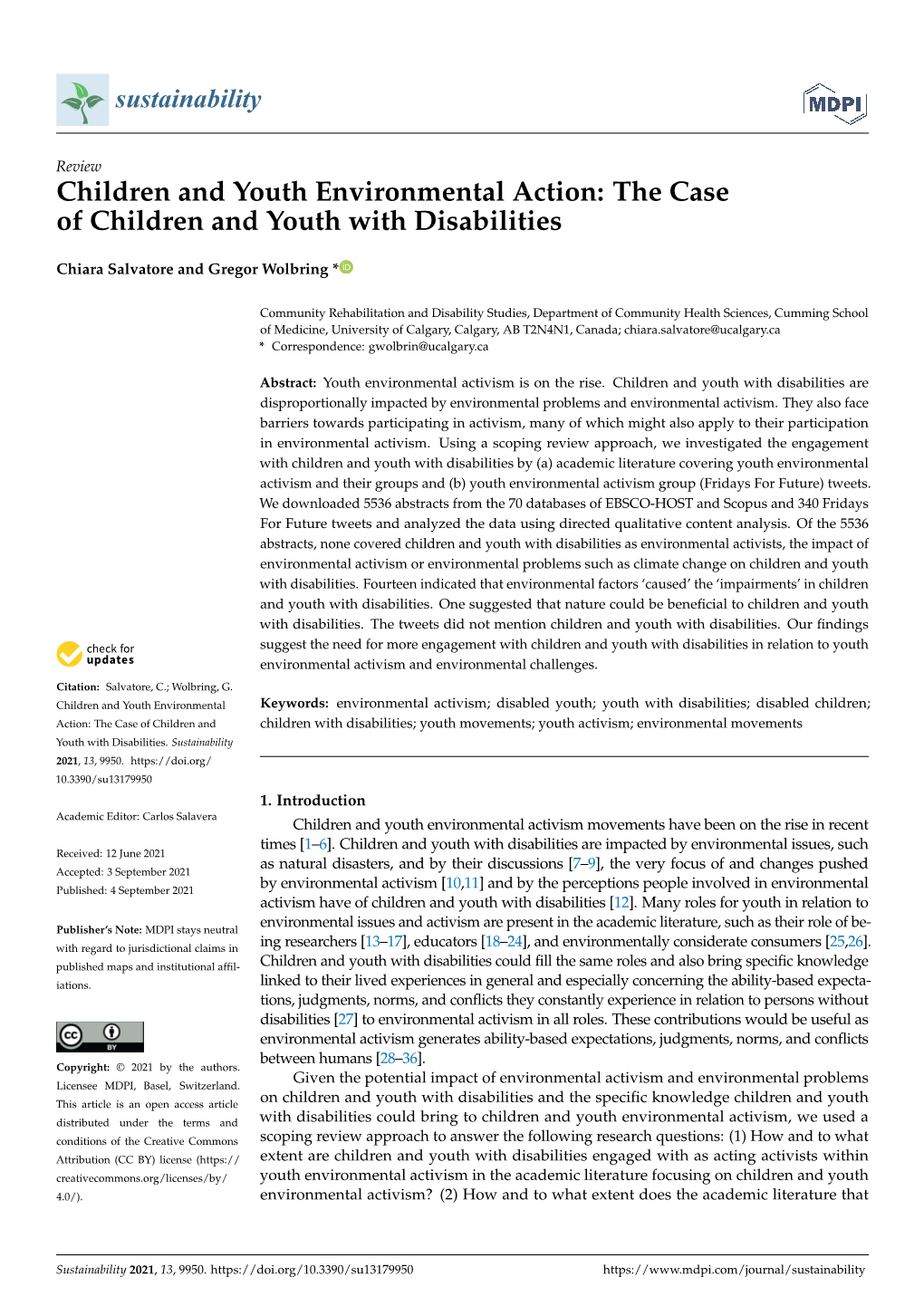 Children and Youth Environmental Action: the Case of Children and Youth with Disabilities