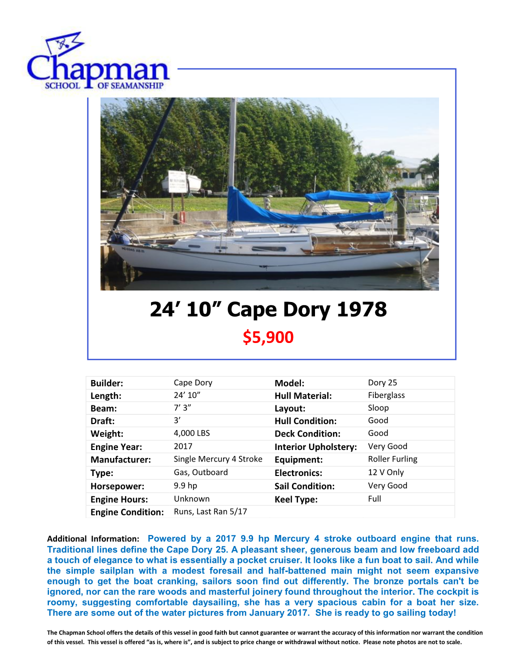 24' 10” Cape Dory 1978