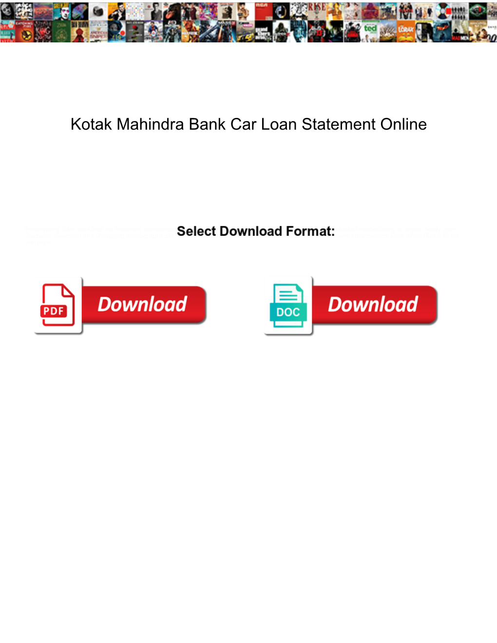 Kotak Mahindra Bank Car Loan Statement Online