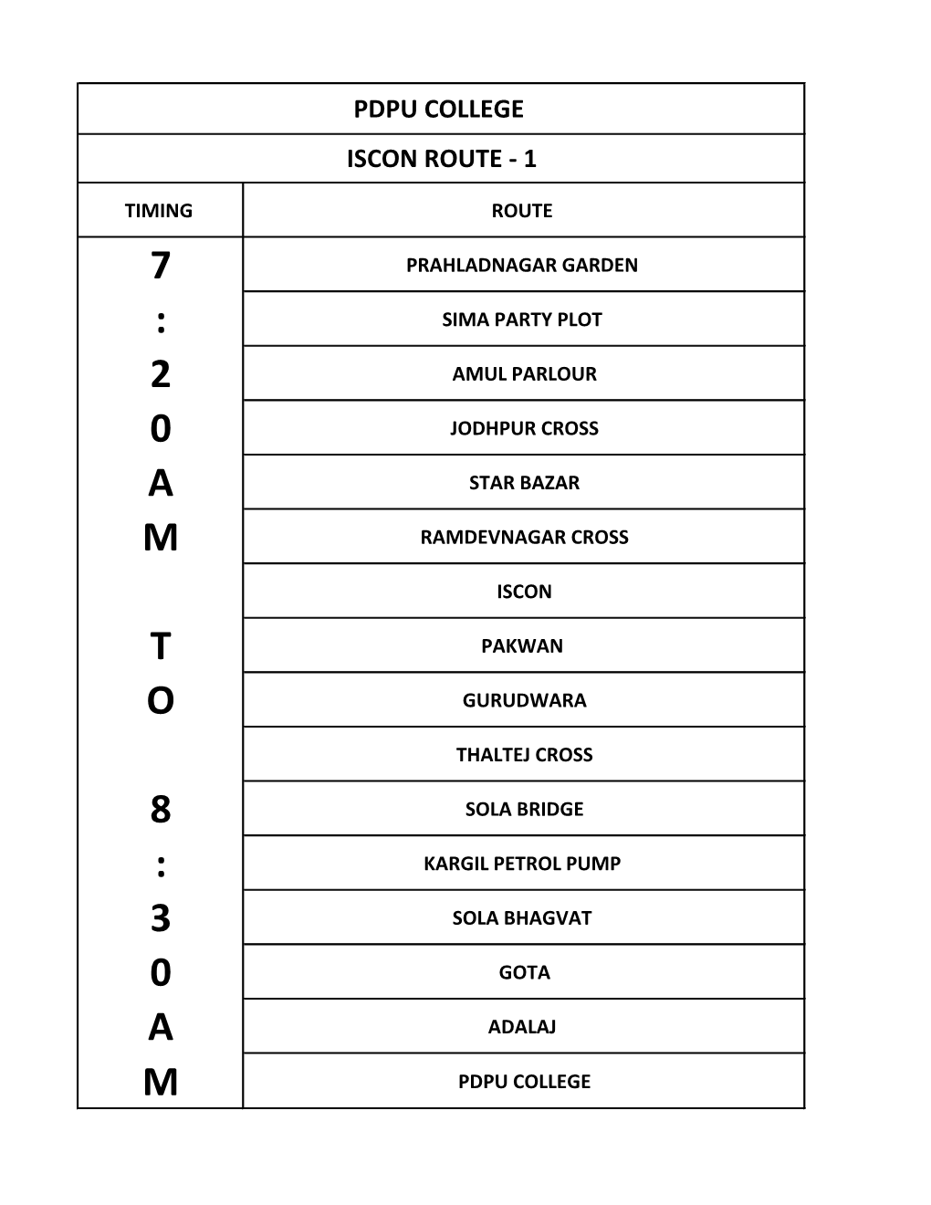 Pdpu College Iscon Route - 1