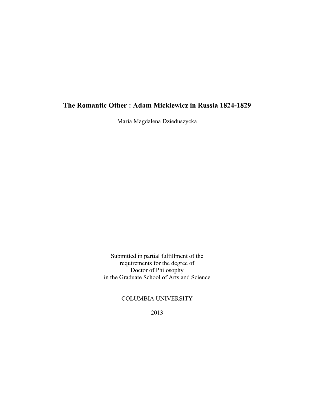 Adam Mickiewicz in Russia 1824-1829