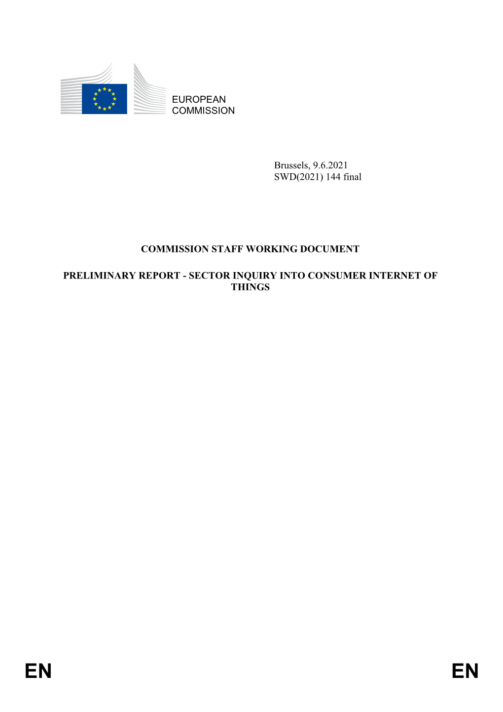 Preliminary Report - Sector Inquiry Into Consumer Internet of Things