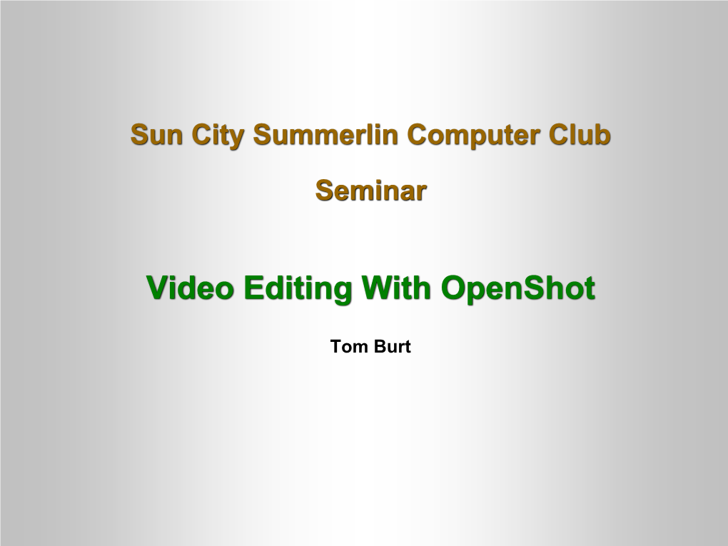 Video Editing with Openshot