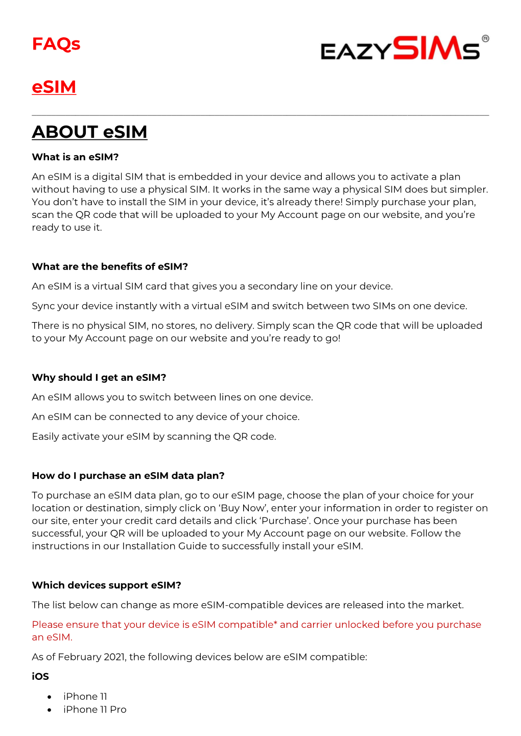 Faqs Esim ABOUT Esim