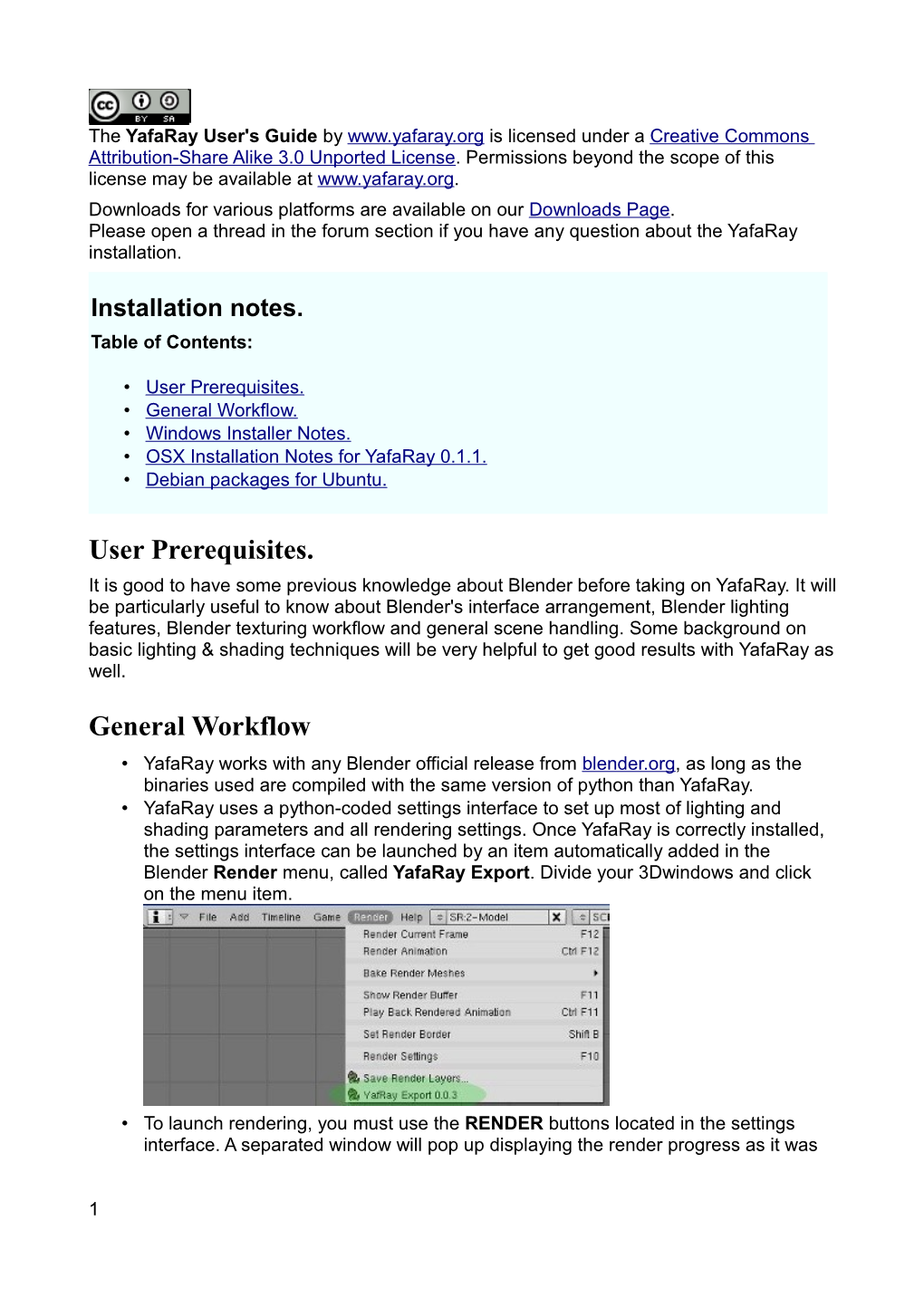 Yafaray User's Guide by Is Licensed Under a Creative Commons Attribution-Share Alike 3.0 Unported License