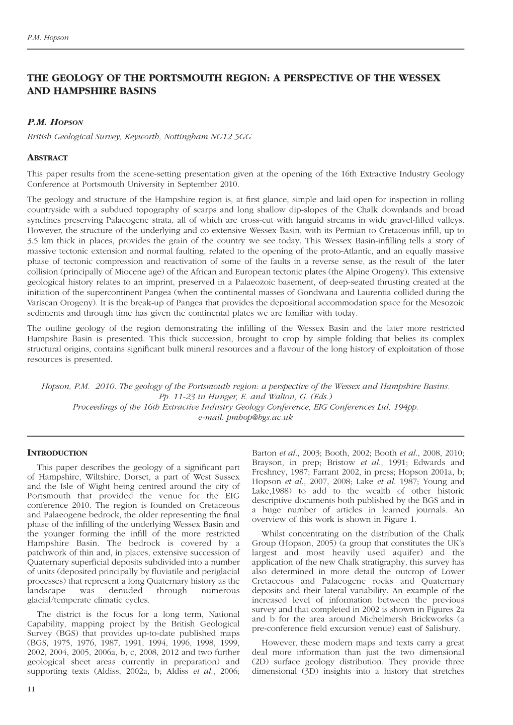 The Geology of the Portsmouth Region: a Perspective of the Wessex and Hampshire Basins